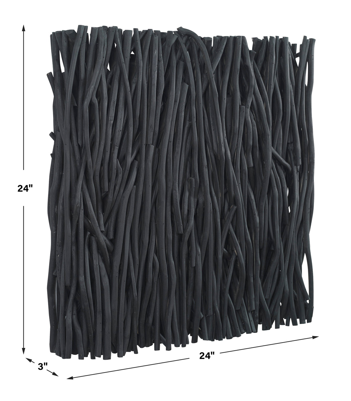 Gathered Teak Square Wood Wall Decor, Black