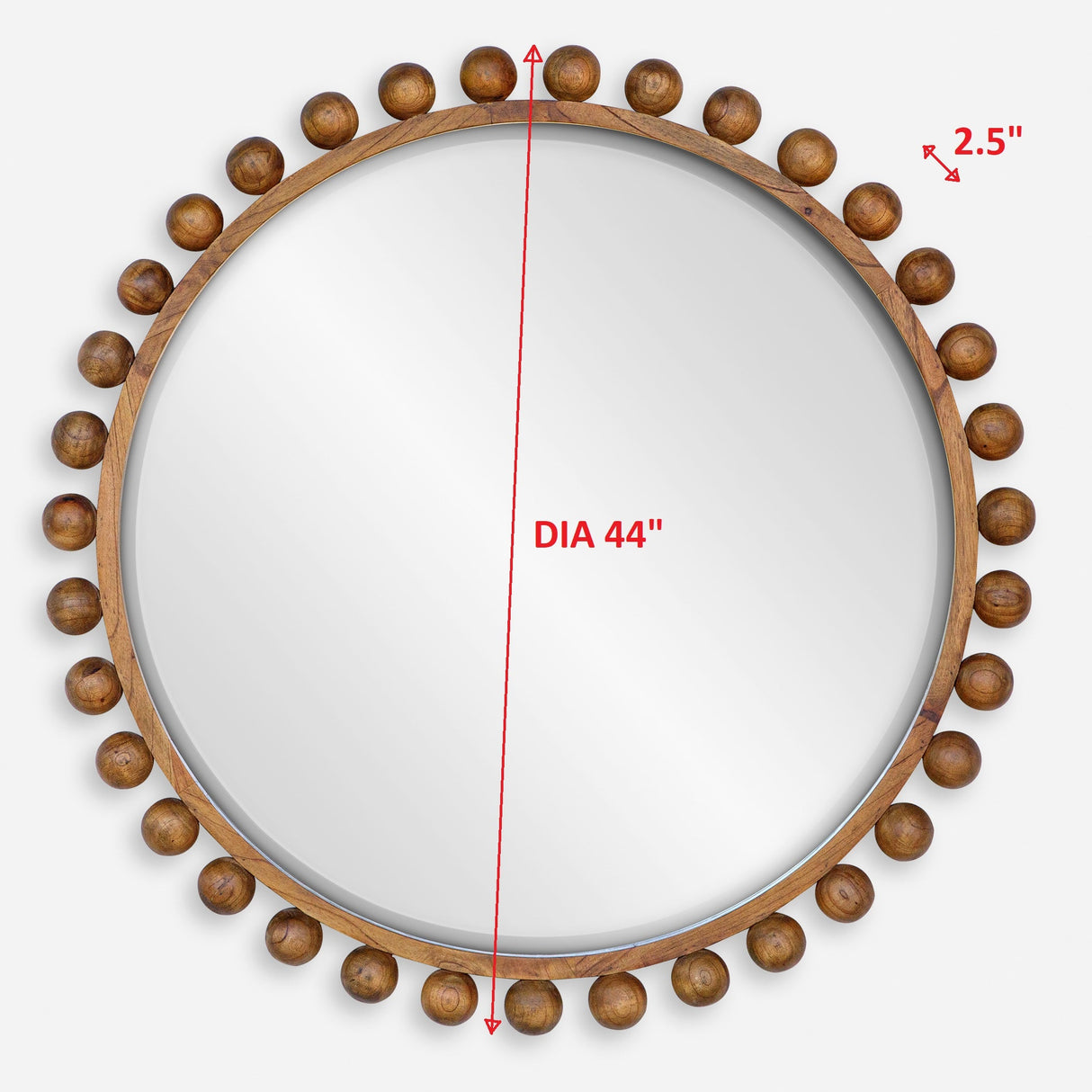 Cyra Wood Round Mirror, Walnut