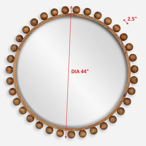 Cyra Wood Round Mirror, Walnut