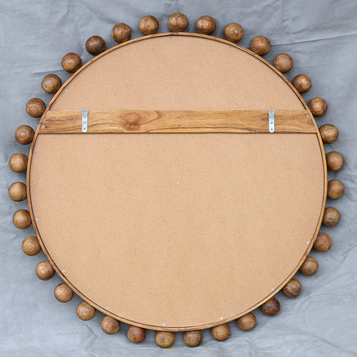 Cyra Wood Round Mirror, Walnut