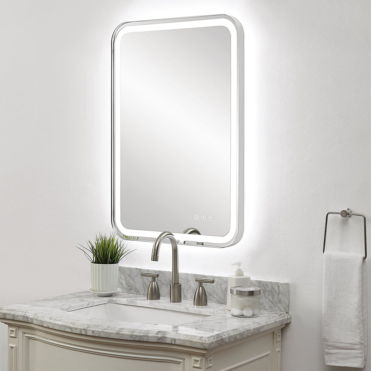 Crofton Lighted Vanity Mirror, Nickel