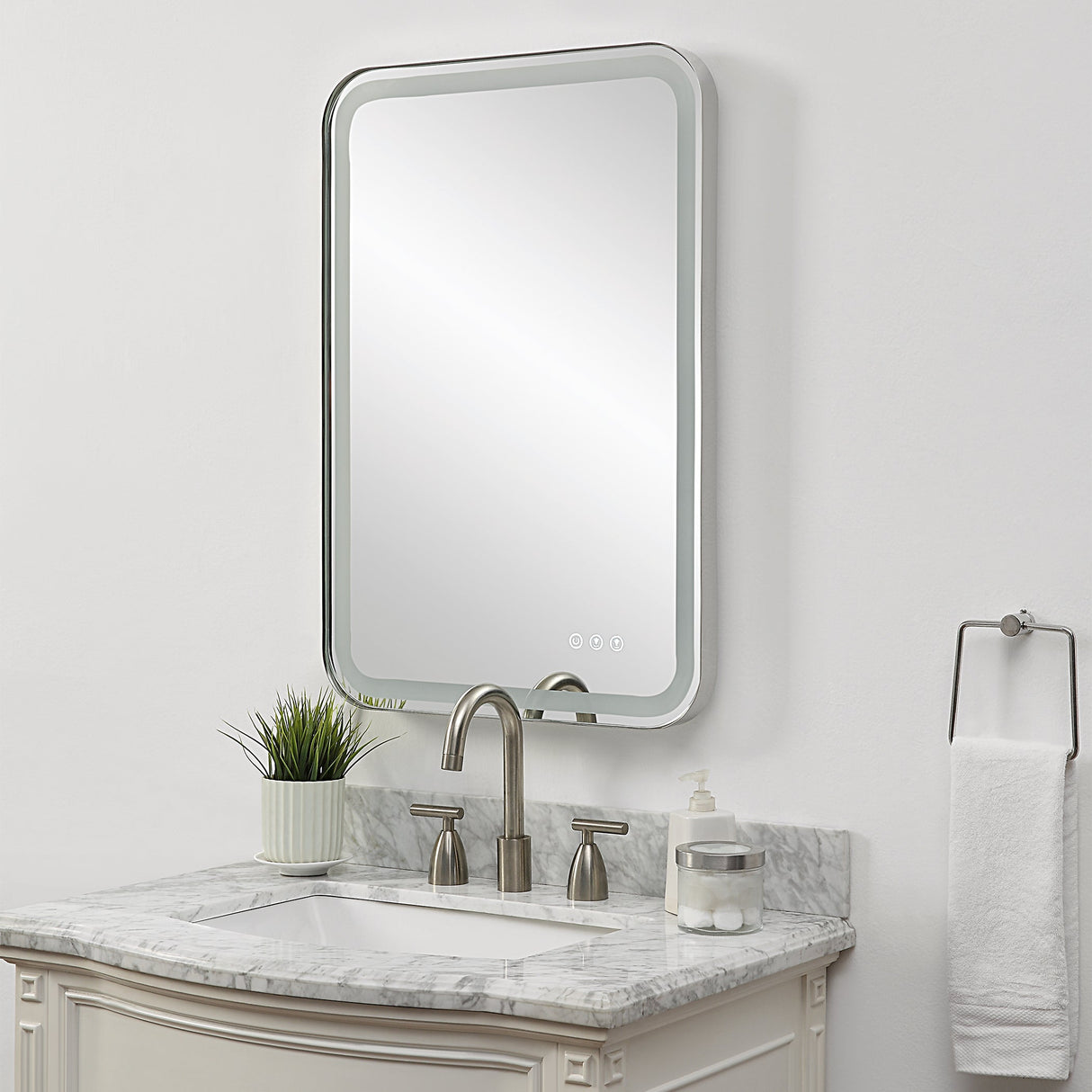 Crofton Lighted Vanity Mirror, Nickel