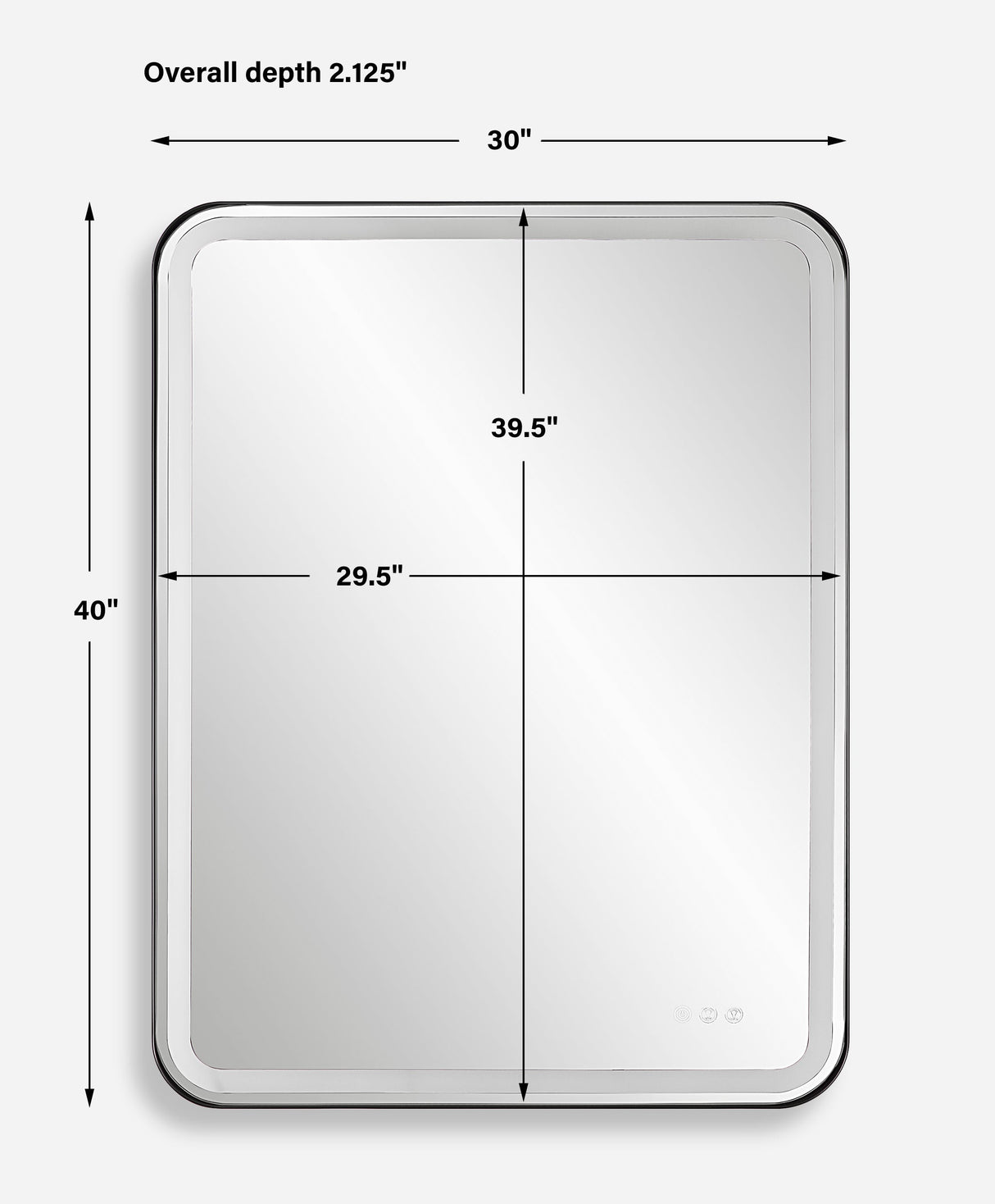 Crofton Lighted Large Mirror, Black