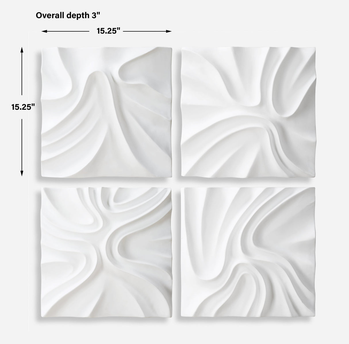 Snowdrift Scultped White Wall Decor, S/4