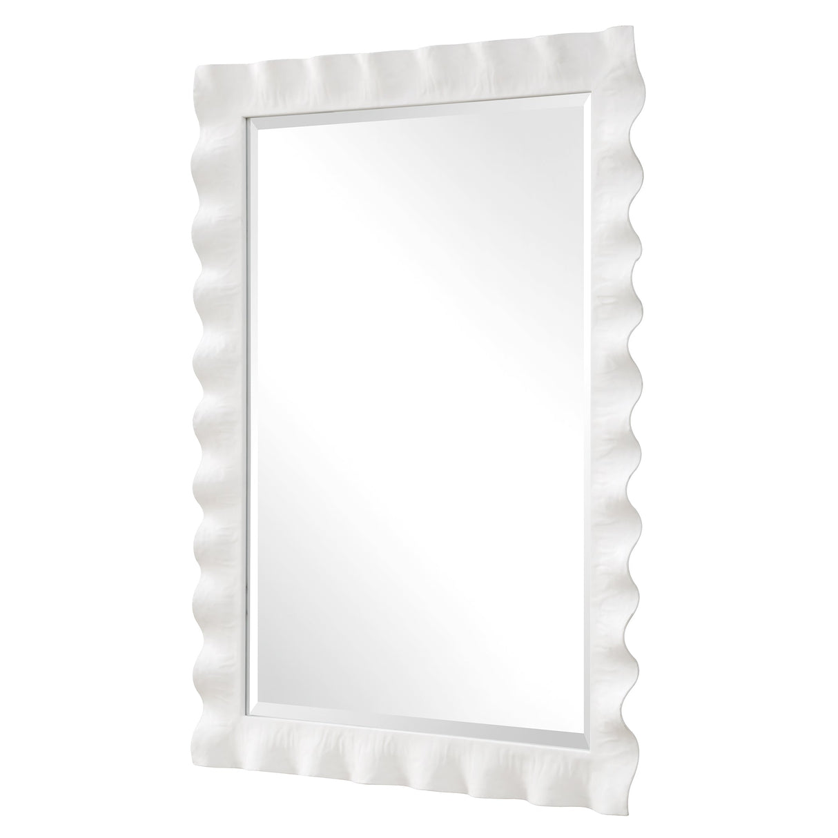 Haya White Scalloped Mirror