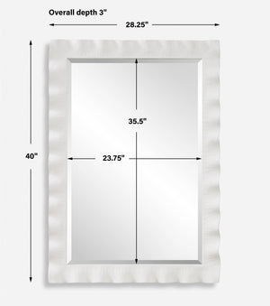 Haya White Scalloped Mirror