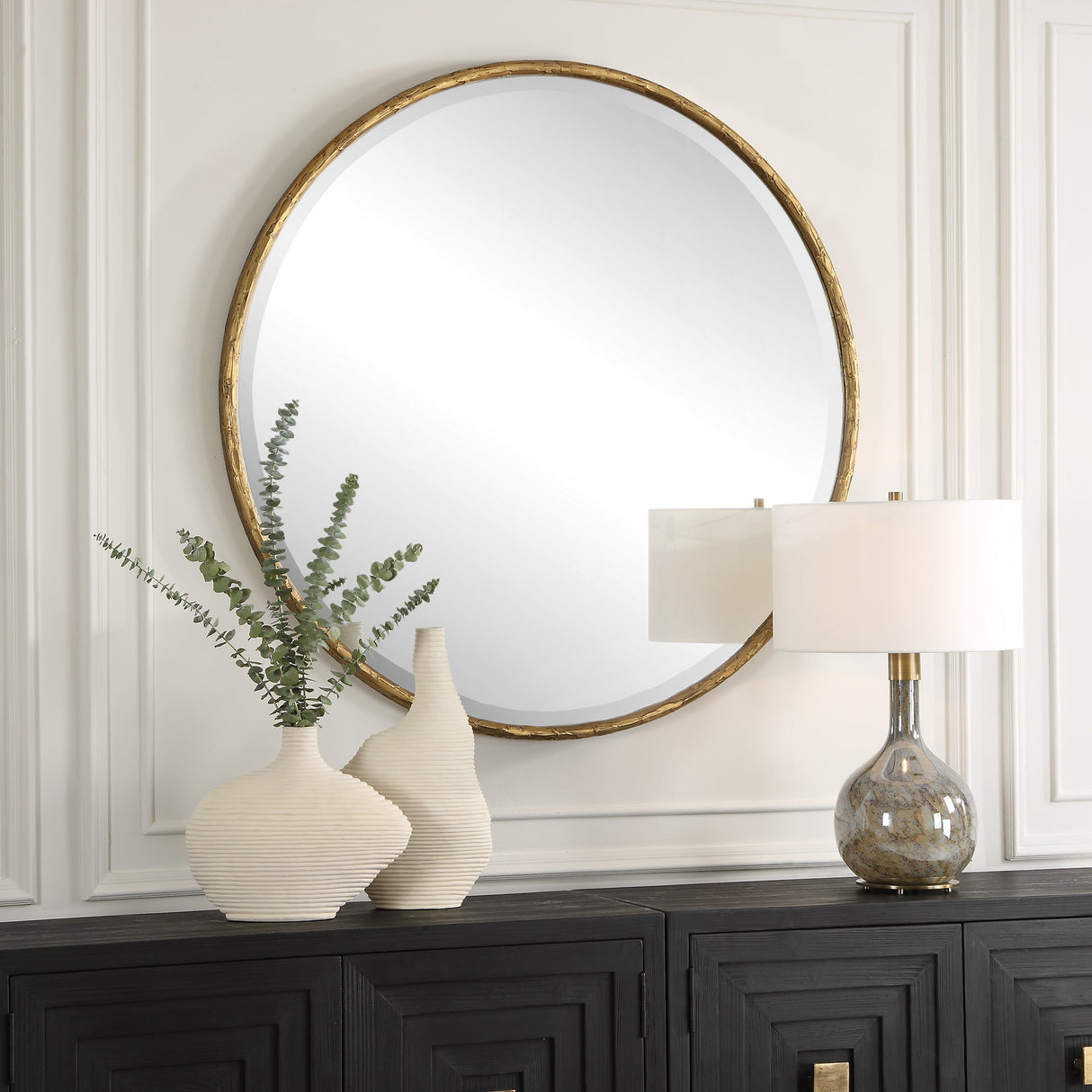 Sutton Aged Gold Round Mirror