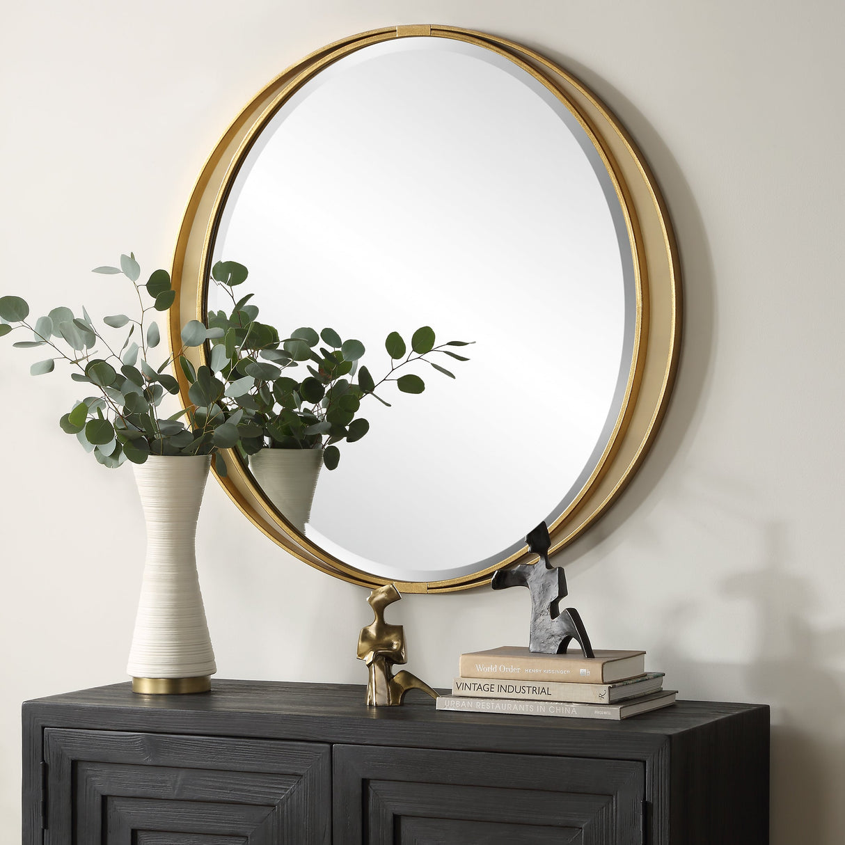 Rhodes Gold Round Mirror