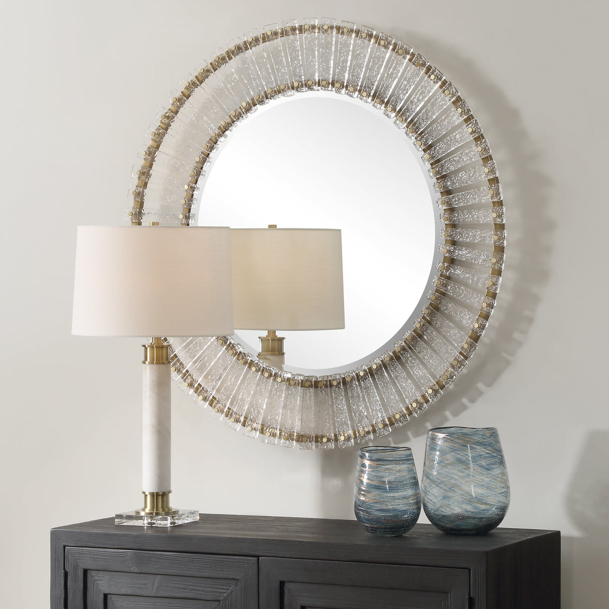 Denali Textured Glass Round Mirror