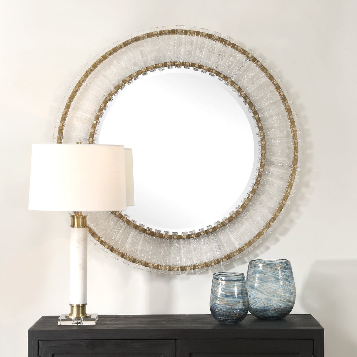 Denali Textured Glass Round Mirror