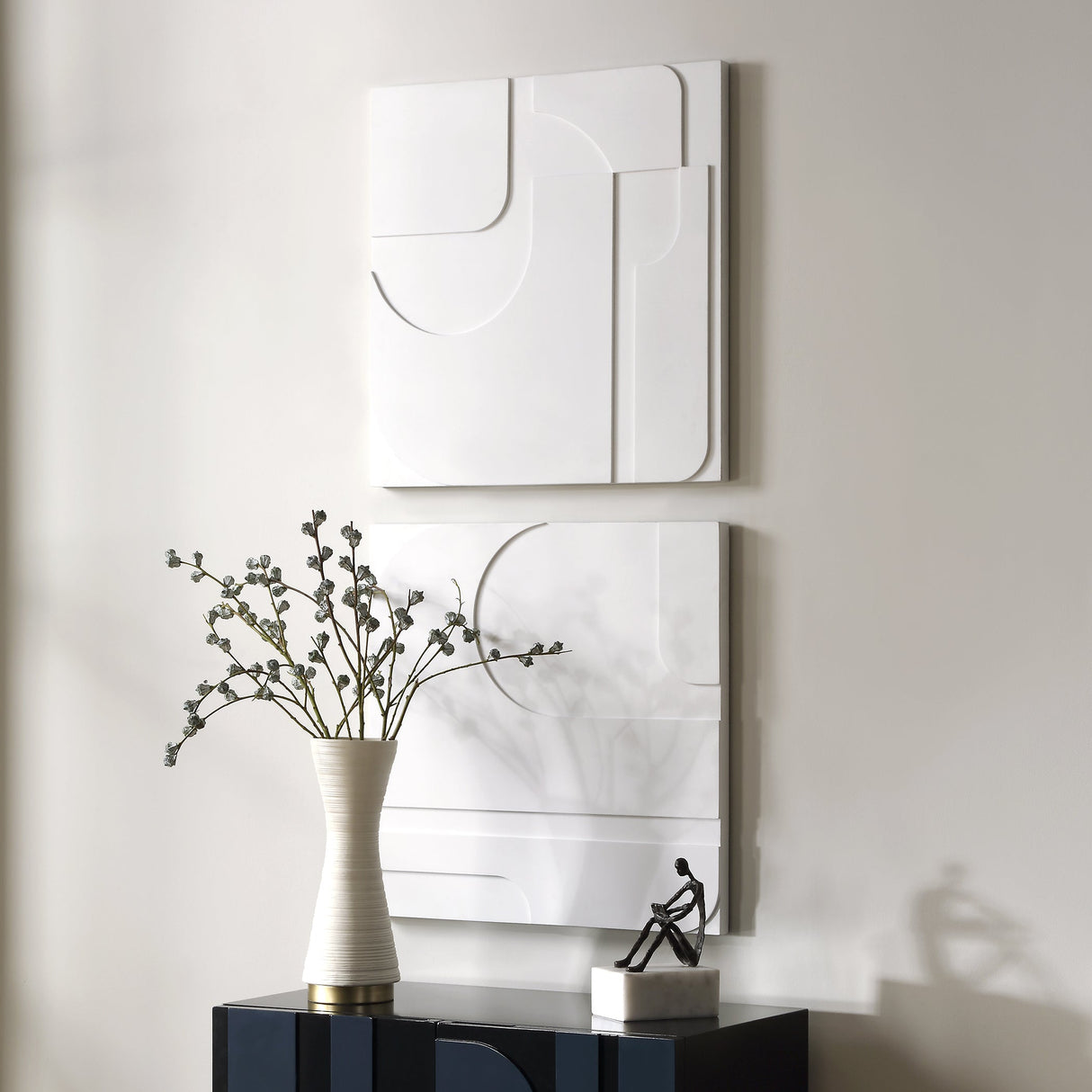 Contours White Wall Decor, S/2