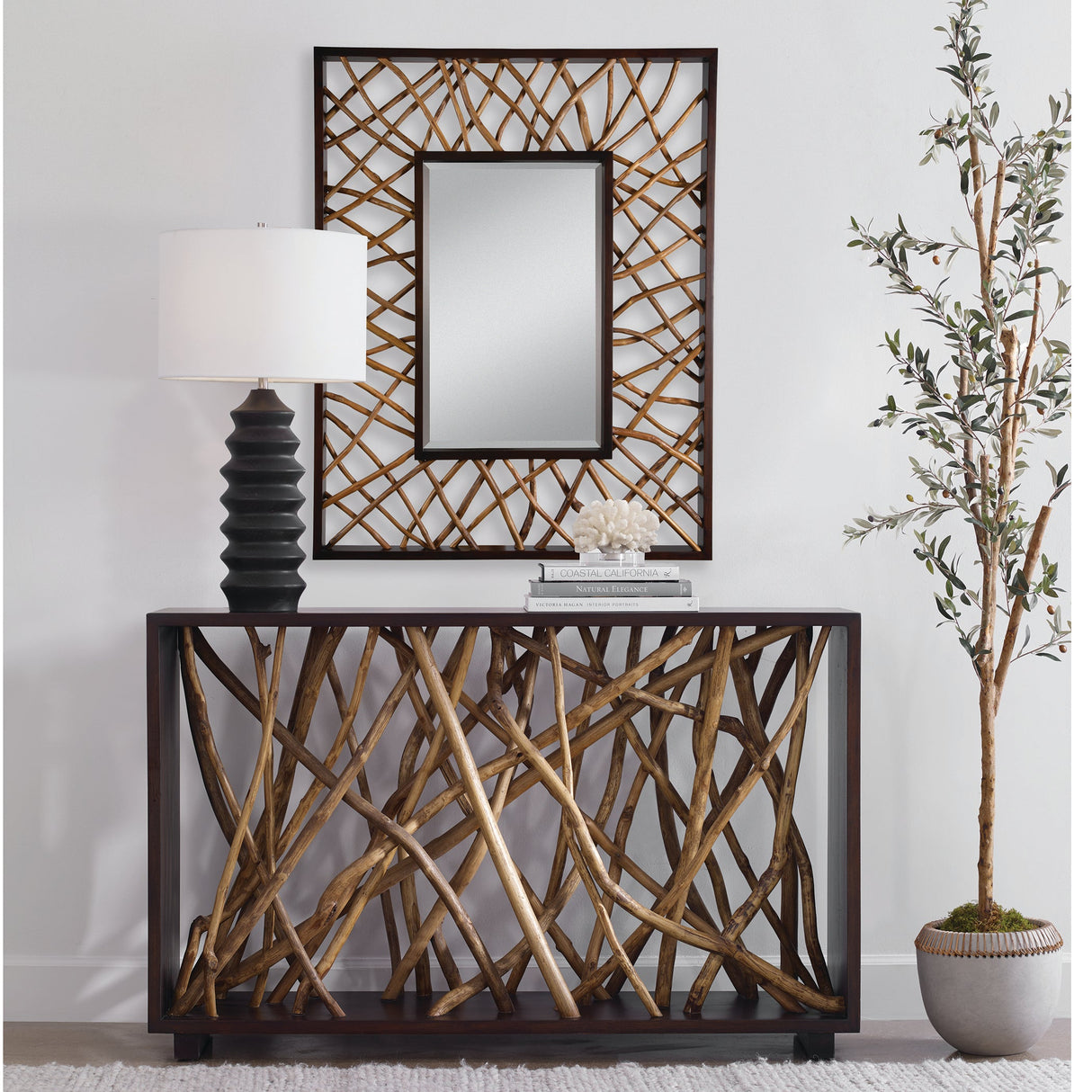 Teak Maze Rectangle Mirror