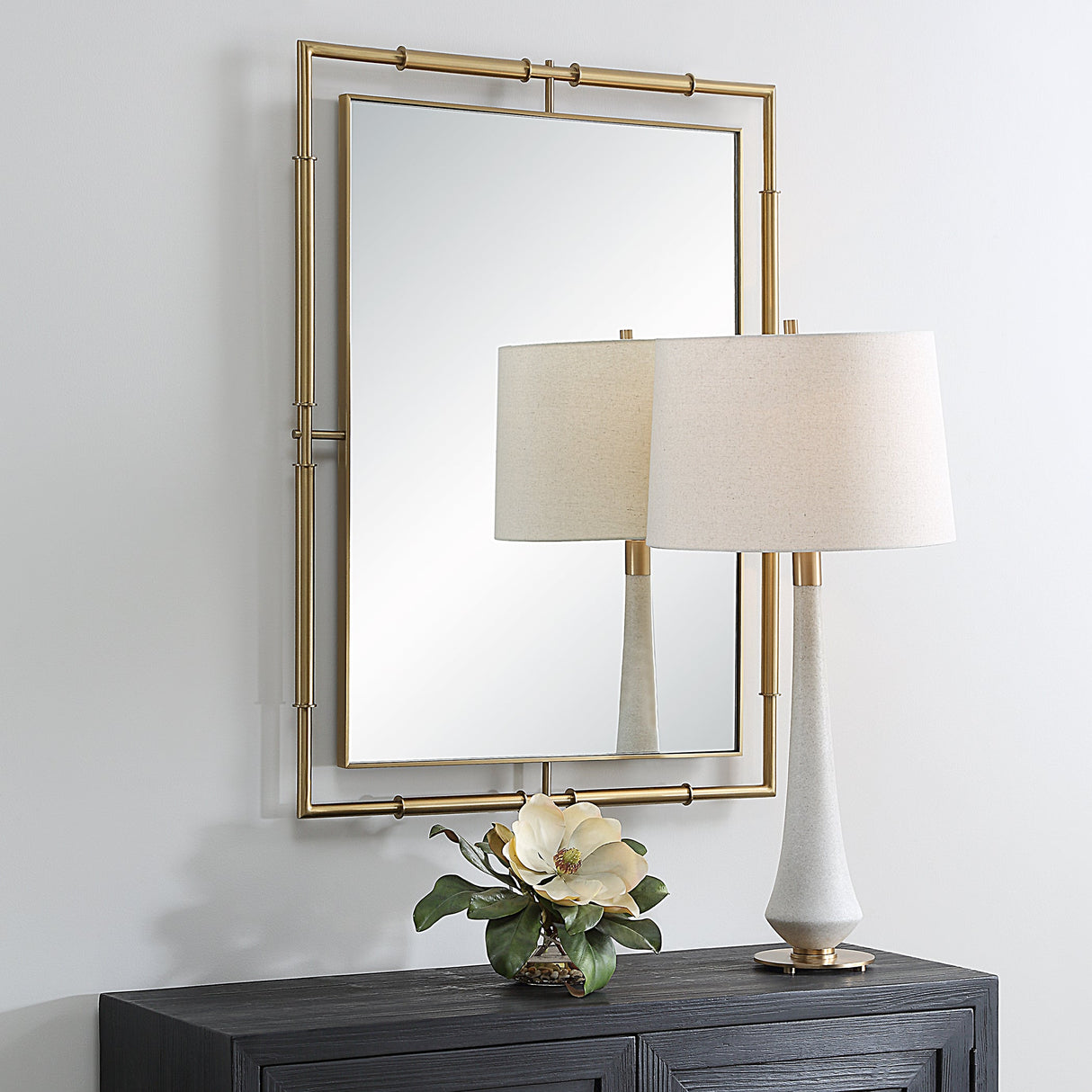 It's All Connected Rectangle Brass Mirror