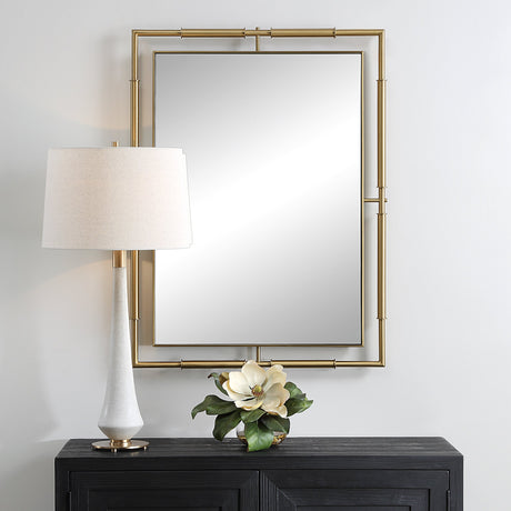 It's All Connected Rectangle Brass Mirror