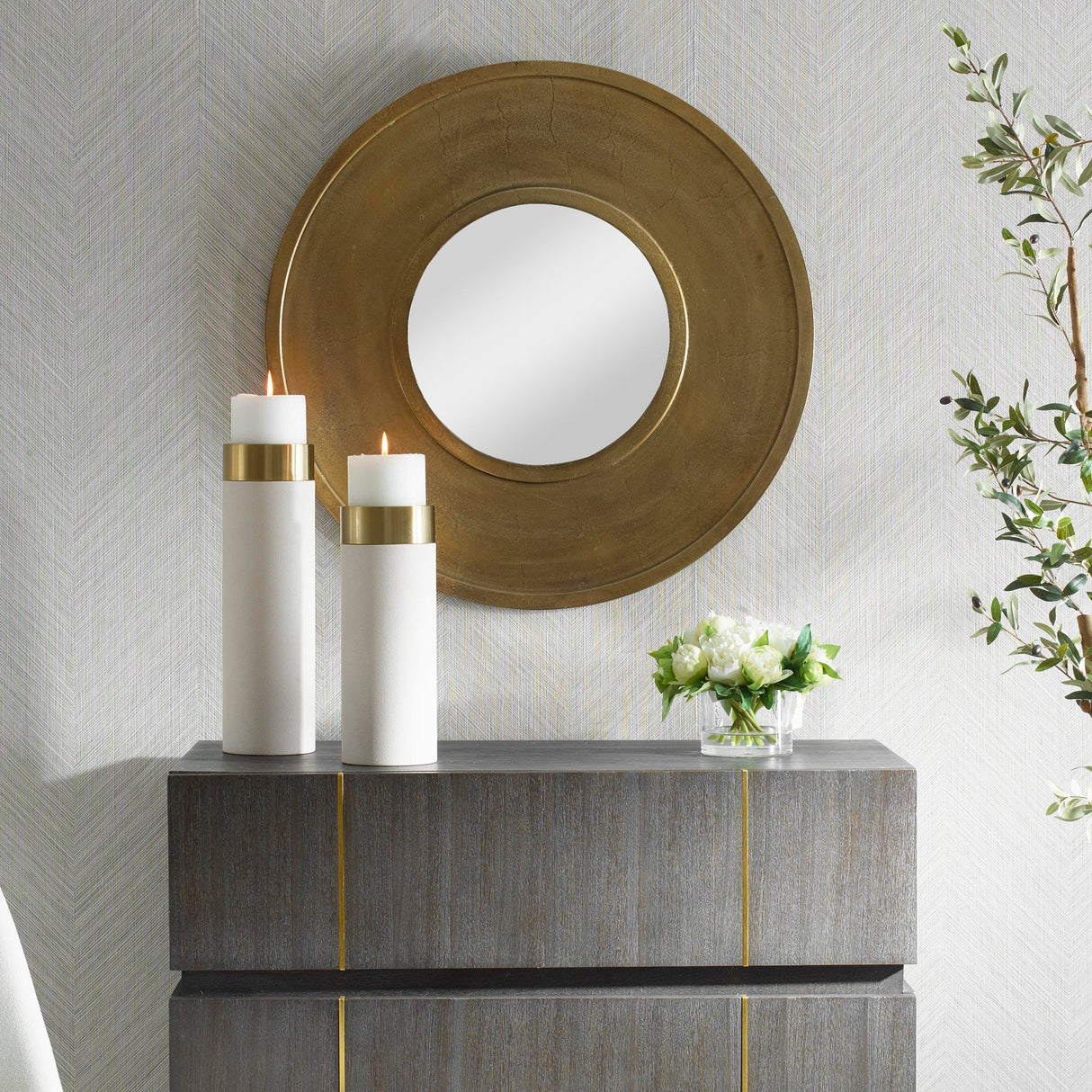 Axel Round Brass Mirror