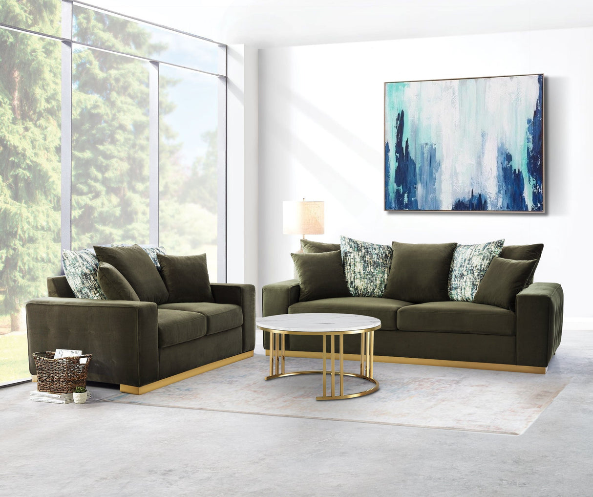 Madison Olive Loveseat (168cm)