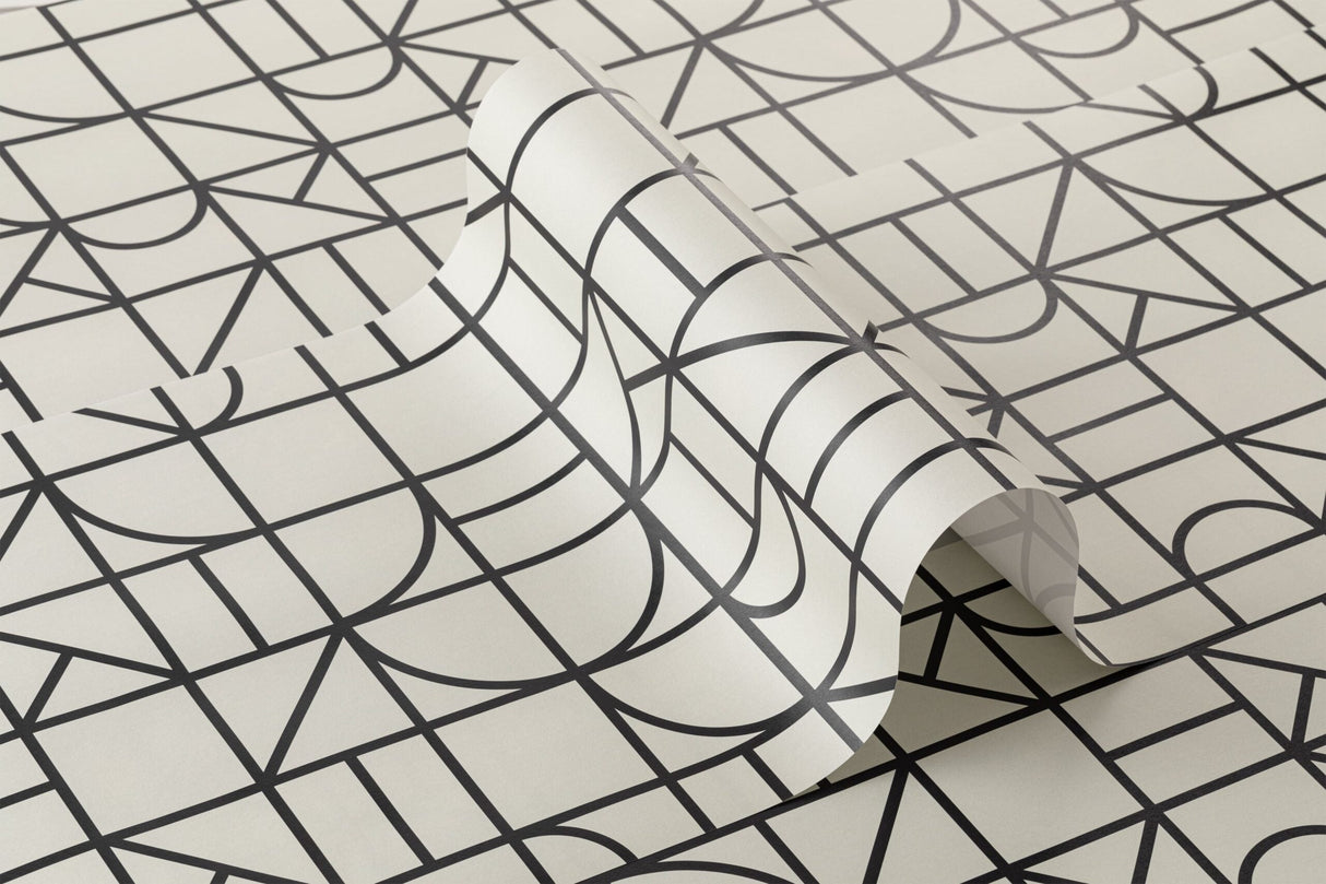 Monochrome Modern Geometric Grid Repeat Pattern Wallpaper