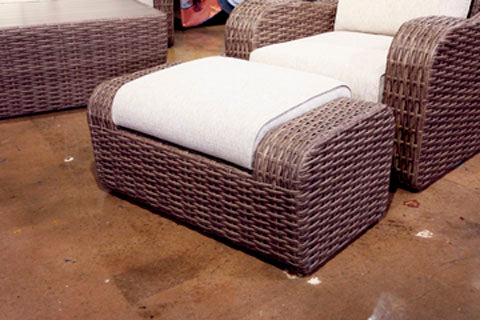 Sandy Bloom Outdoor Ottoman with Cushion