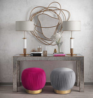 Tulip Pink Velvet Ottoman