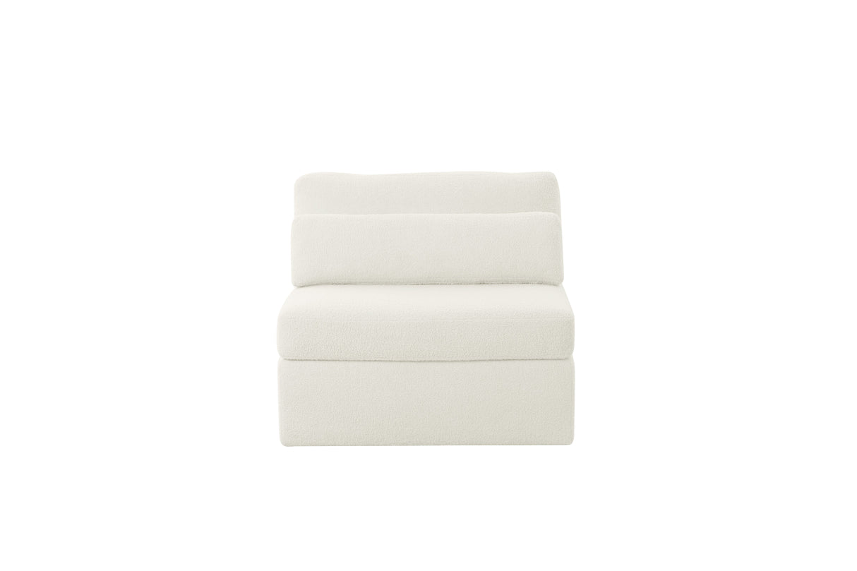 Teddy white boucle armless chair