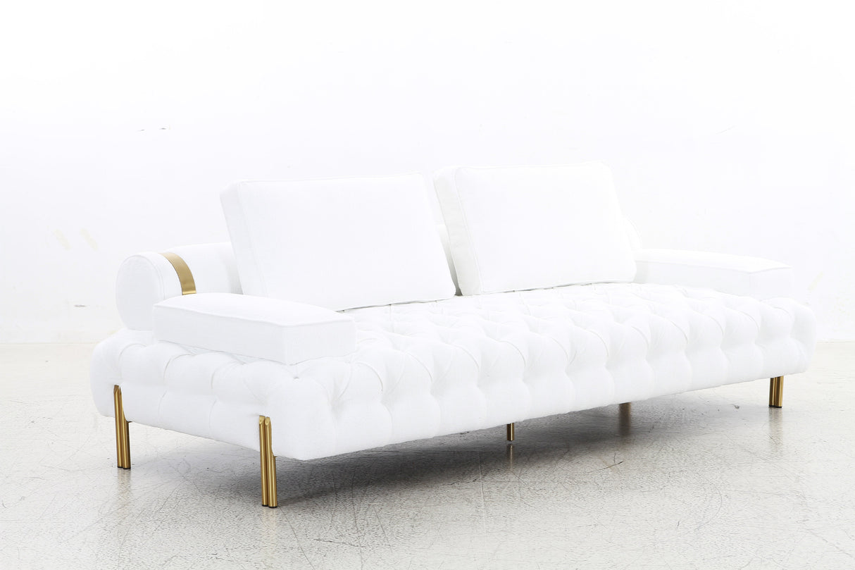 Tufting White 3 Seater Sofa (240cm)