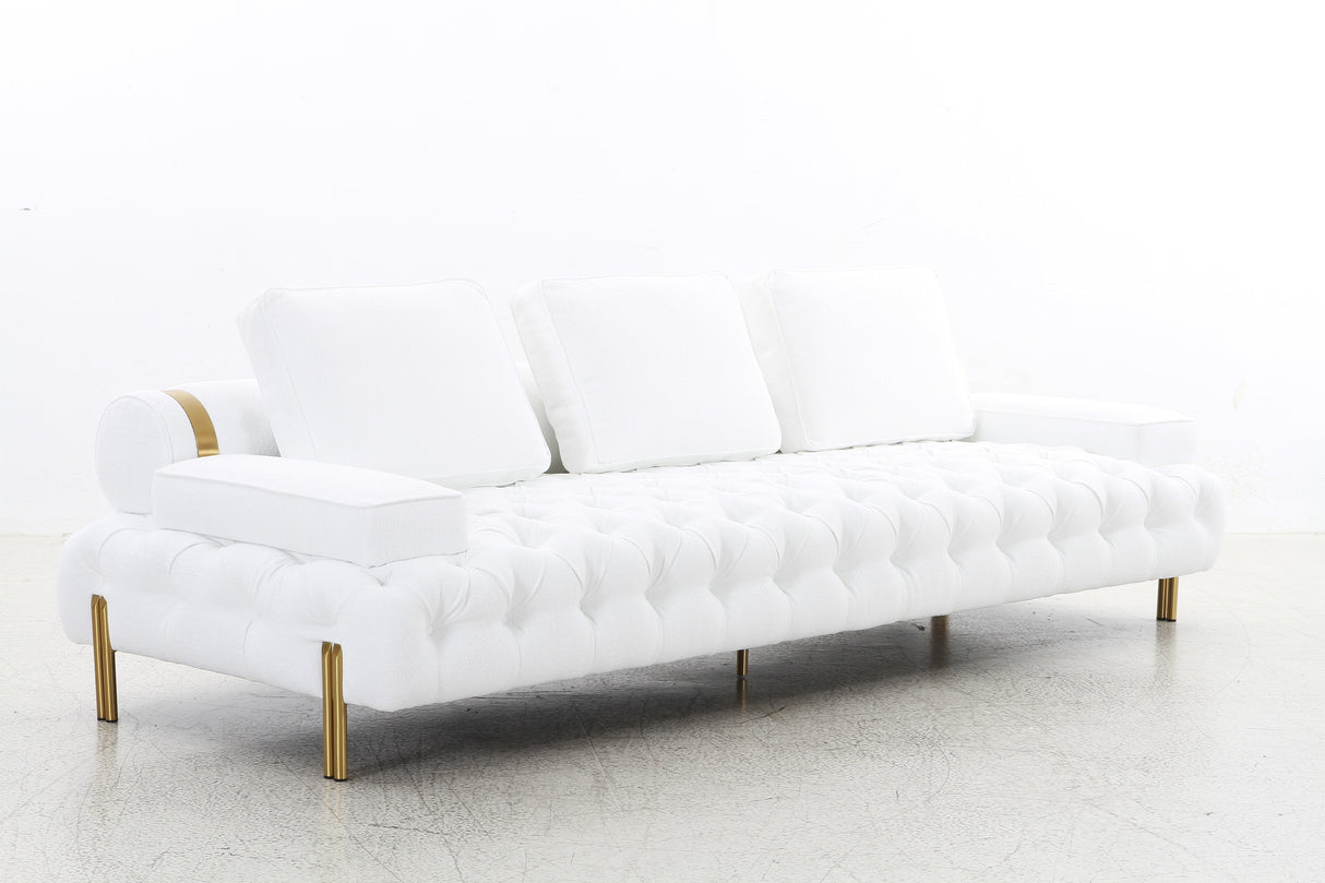 Tufting White 4 Seater Sofa (280cm)