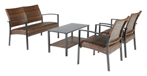 Zariyah Outdoor Love/Chairs/Table Set (Set of 4)