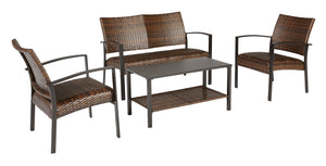 Zariyah Outdoor Love/Chairs/Table Set (Set of 4)