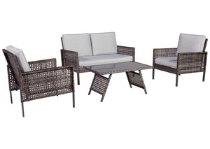 Lainey Outdoor Love/Chairs/Table Set (Set of 4)