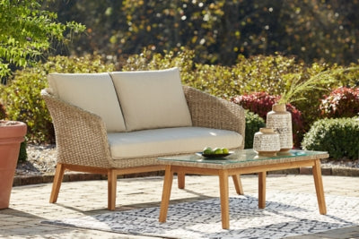 Crystal Cave Nuvella Outdoor Loveseat with Coffee Table