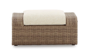 Sandy Bloom Outdoor Ottoman with Cushion