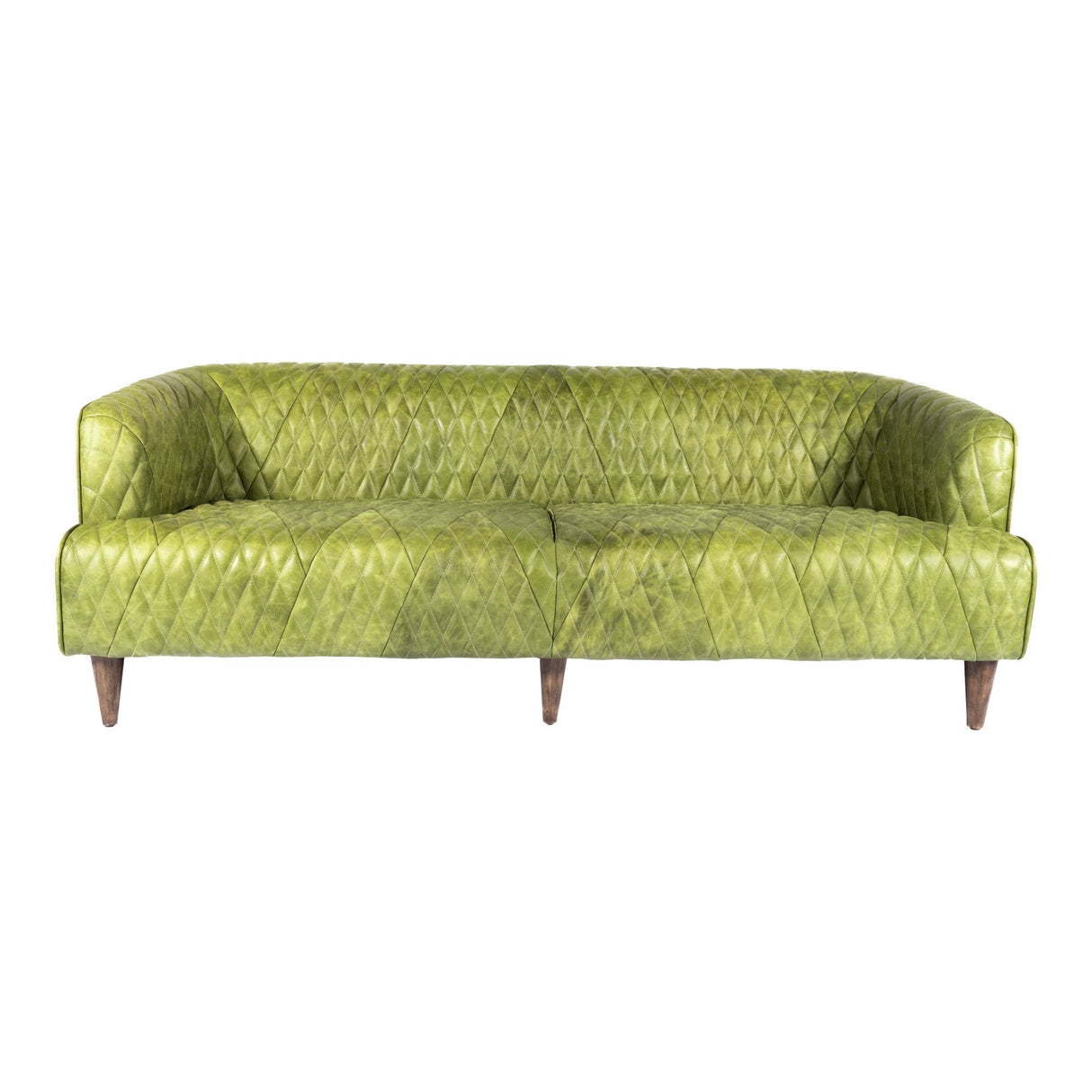 Magdelan Tufted Leather Sofa Emerald