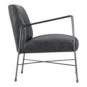 Dagwood Leather Arm Chair Onyx Black Leather