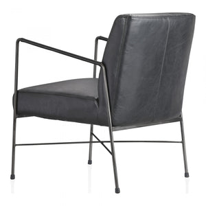 Dagwood Leather Arm Chair Onyx Black Leather