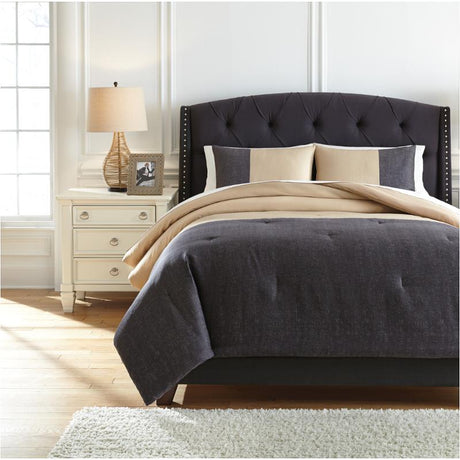 Medi King Comforter Set, Charcoal/Sand