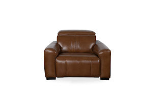 Canyon Luxe Brown Leather Motion Power Chair (105cm)
