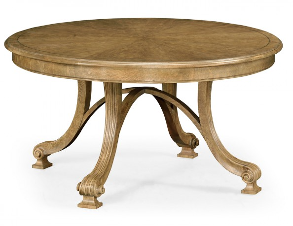 Cambridge Collection - 54" Round Caledonian Daniella & Burl Walnut Dining Table