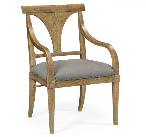 Cambridge Collection - Cut-Out English Brown Oak Dining Arm Chair