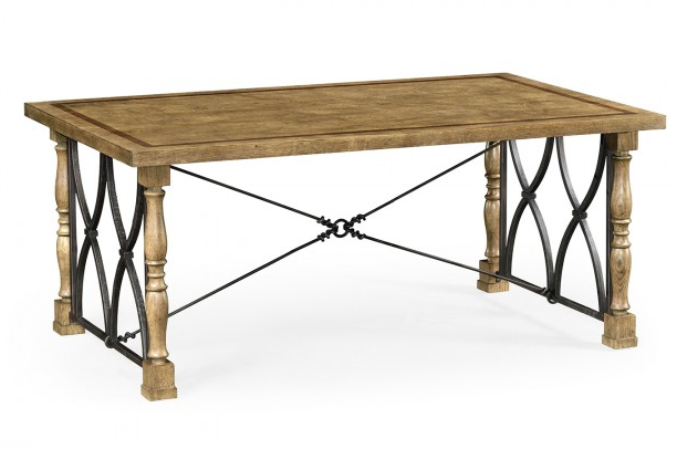 Cambridge Collection - Small English Brown Oak & Iron Coffee Table