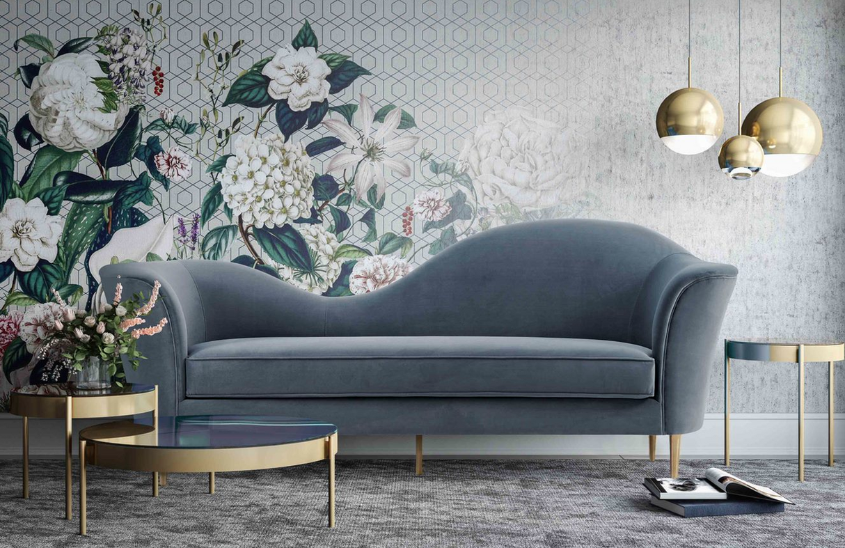 Plato Grey Velvet Sofa