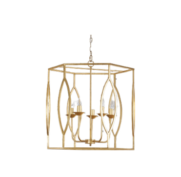 Gold Boxed Leaf Foil Finish Pendant Lamp