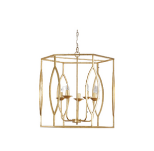 Gold Boxed Leaf Foil Finish Pendant Lamp