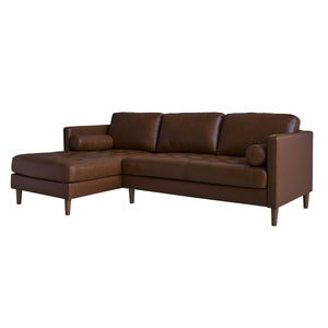 Stockholm Leather Chestnut 2-Piece Sectional Left Chaise