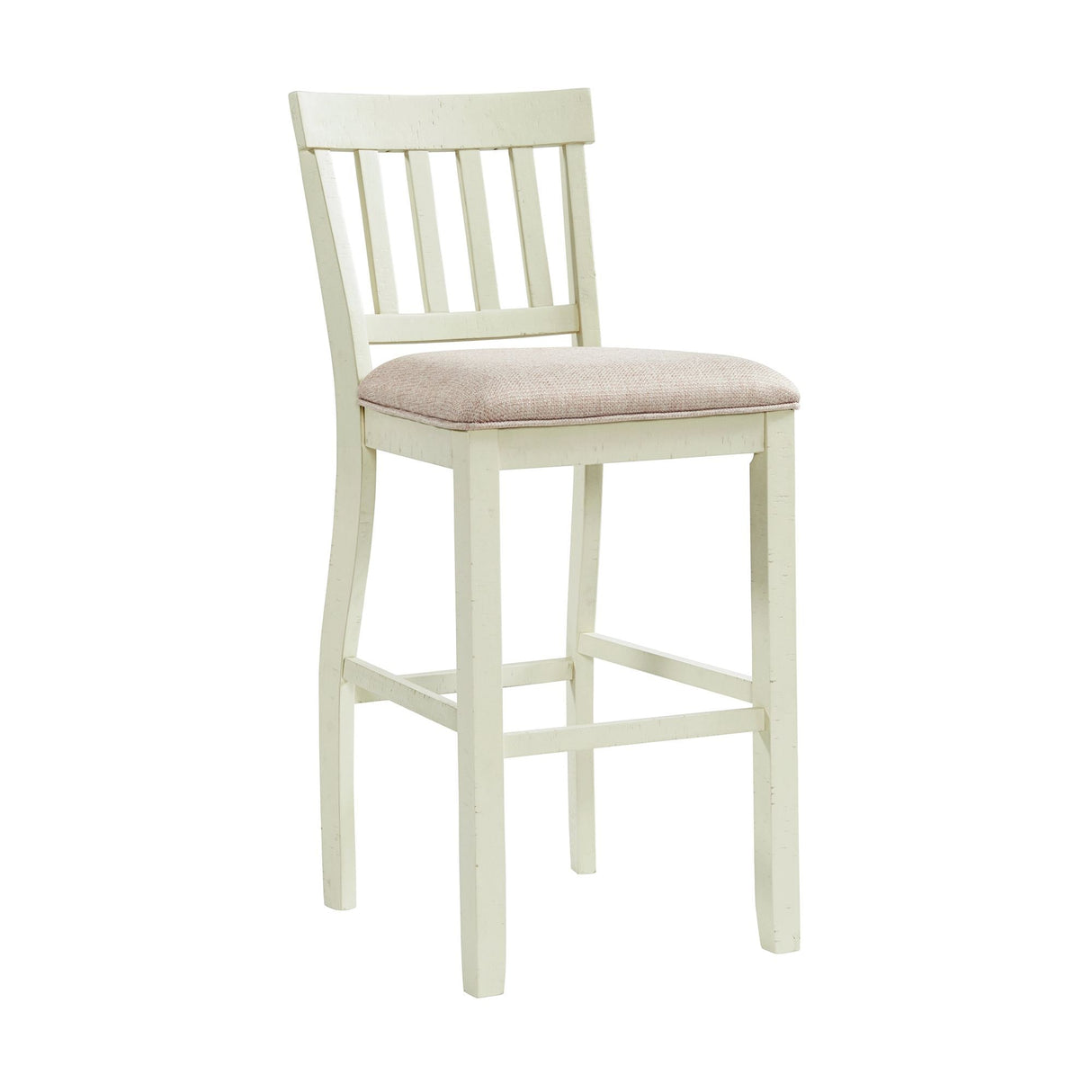 Stone 30in Bar Slat Back Stool w/Fabric Seat in White (2 Per Carton)