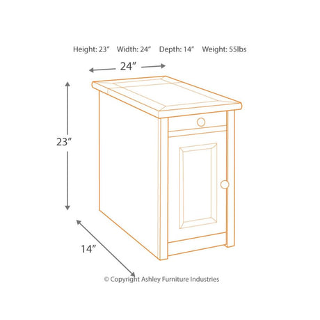 Tyler Creek Chairside End Table with USB Ports & Outlets