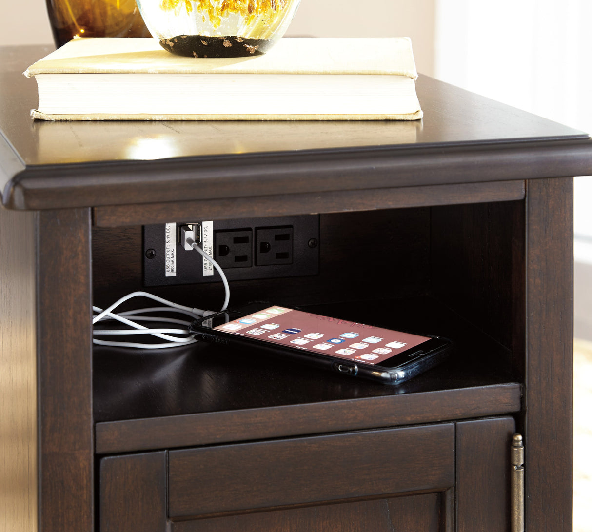 Barilanni Chairside End Table with USB Ports & Outlets