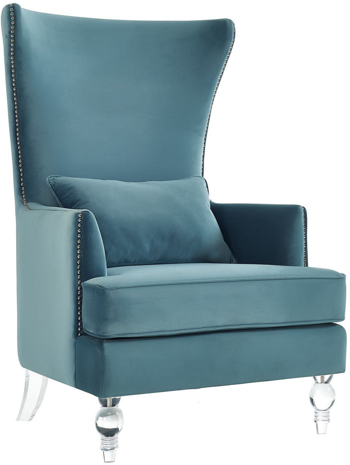 Bristol Sea Blue Velvet Chair with Lucite Legs