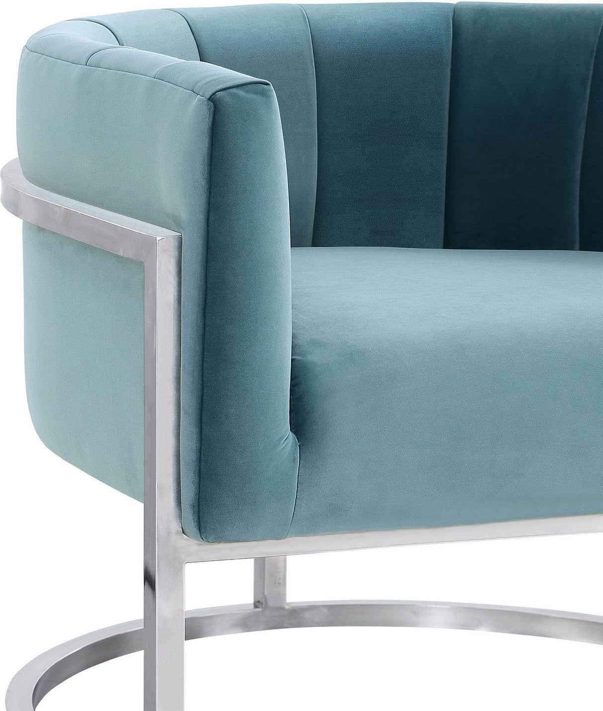 Magnolia Sea Blue Chair with Silver Base