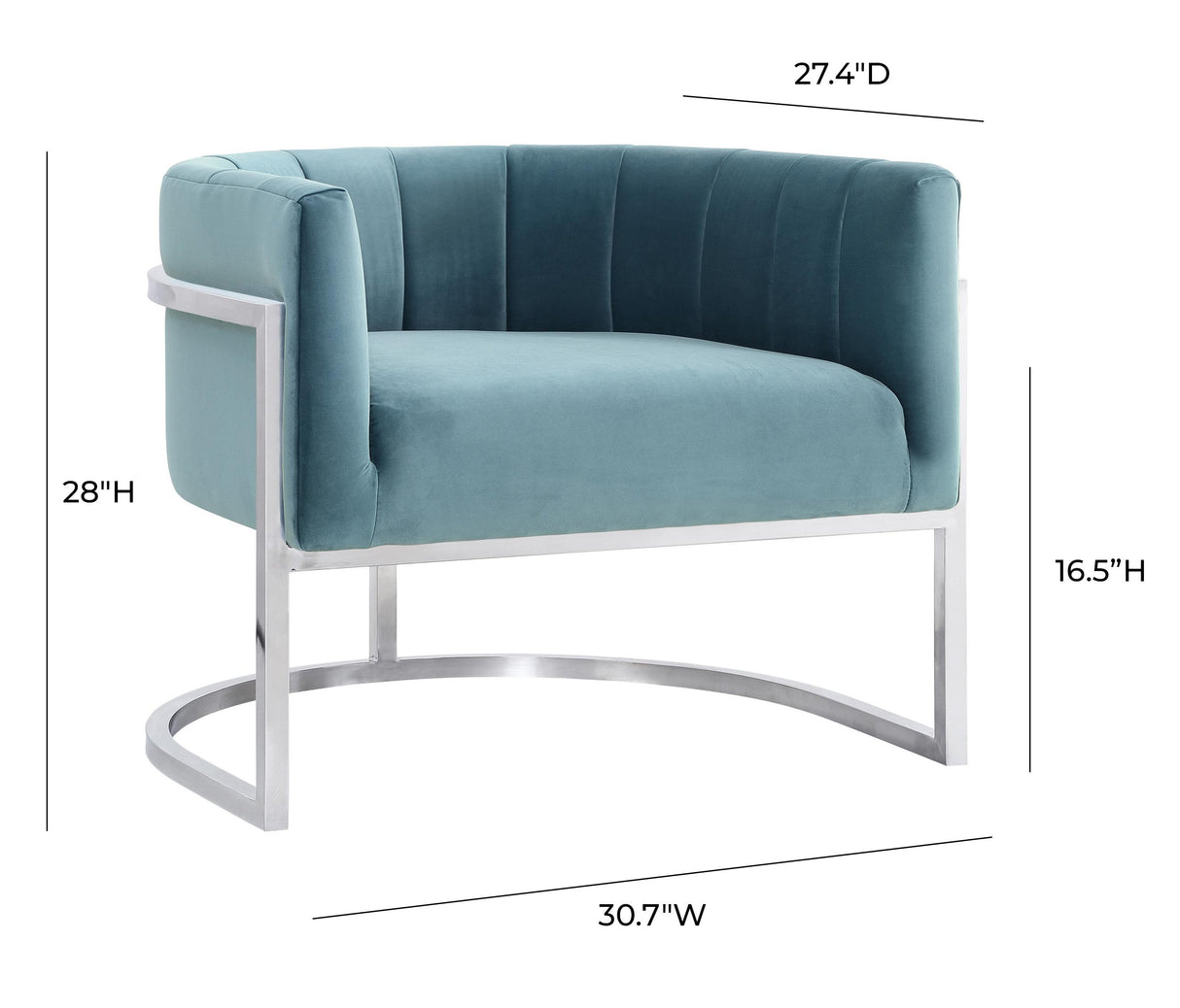 Magnolia Sea Blue Chair with Silver Base