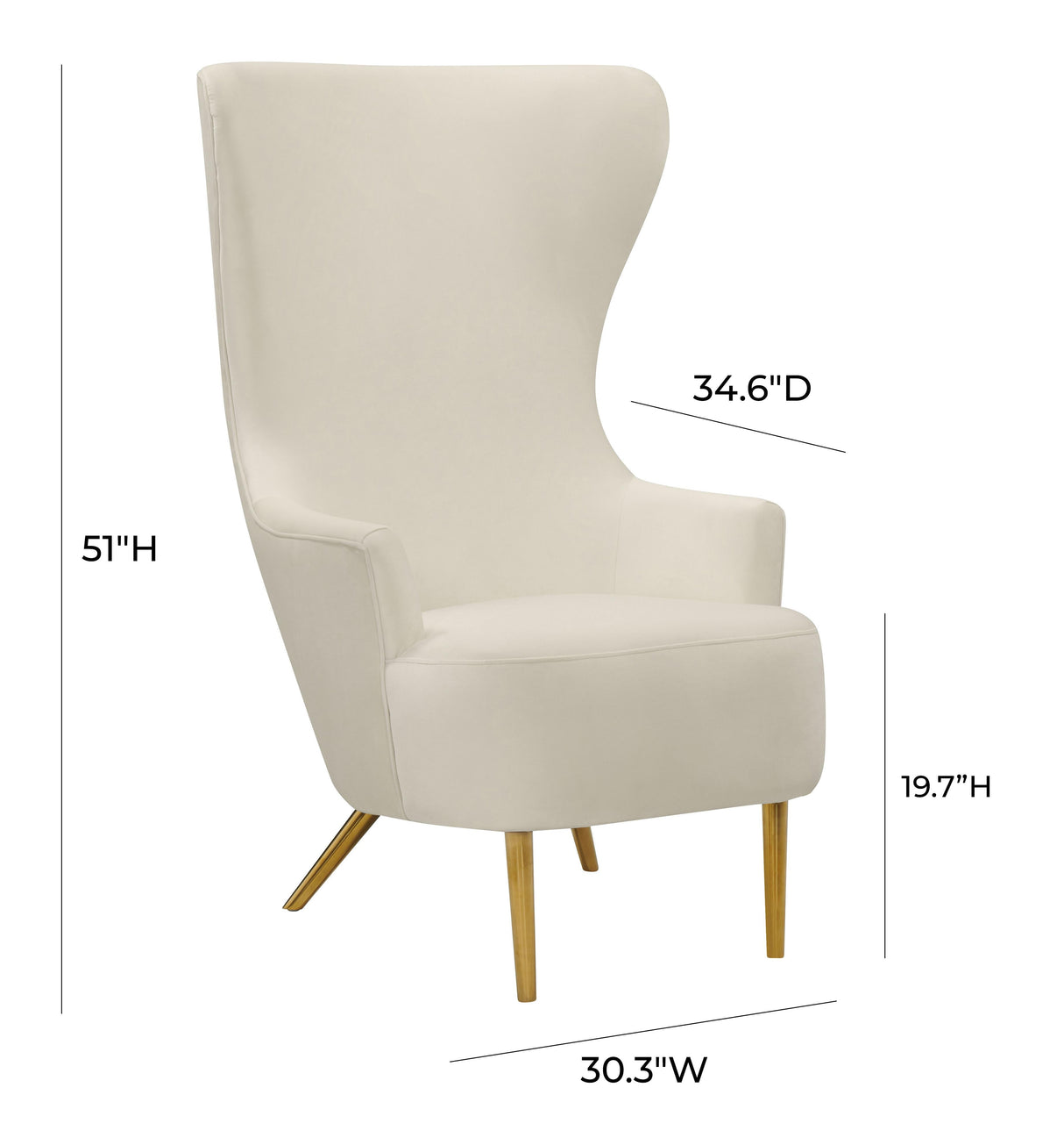 Julia Cream Wingback Velvet Chair